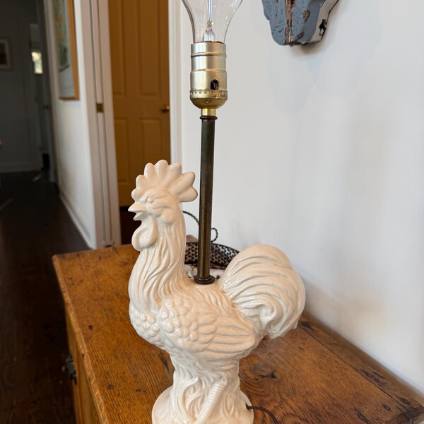 French Ceramic Rooster Lamp