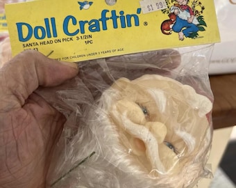 Grandi decorazioni natalizie vintage NOS con testa di Babbo Natale in gomma