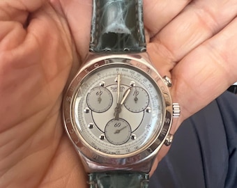 Vintage Sport Racing ST.Steel Men’s Chronograph Quartz Watch "SWATCH" Irony 1995