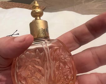 Antique Pink Glass Perfume Bottle With Atomizer and Brass Top - Etsy
