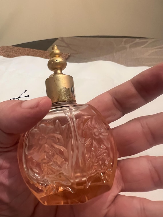 Antique Pink Glass Perfume Bottle With Atomizer and Brass Top - Etsy