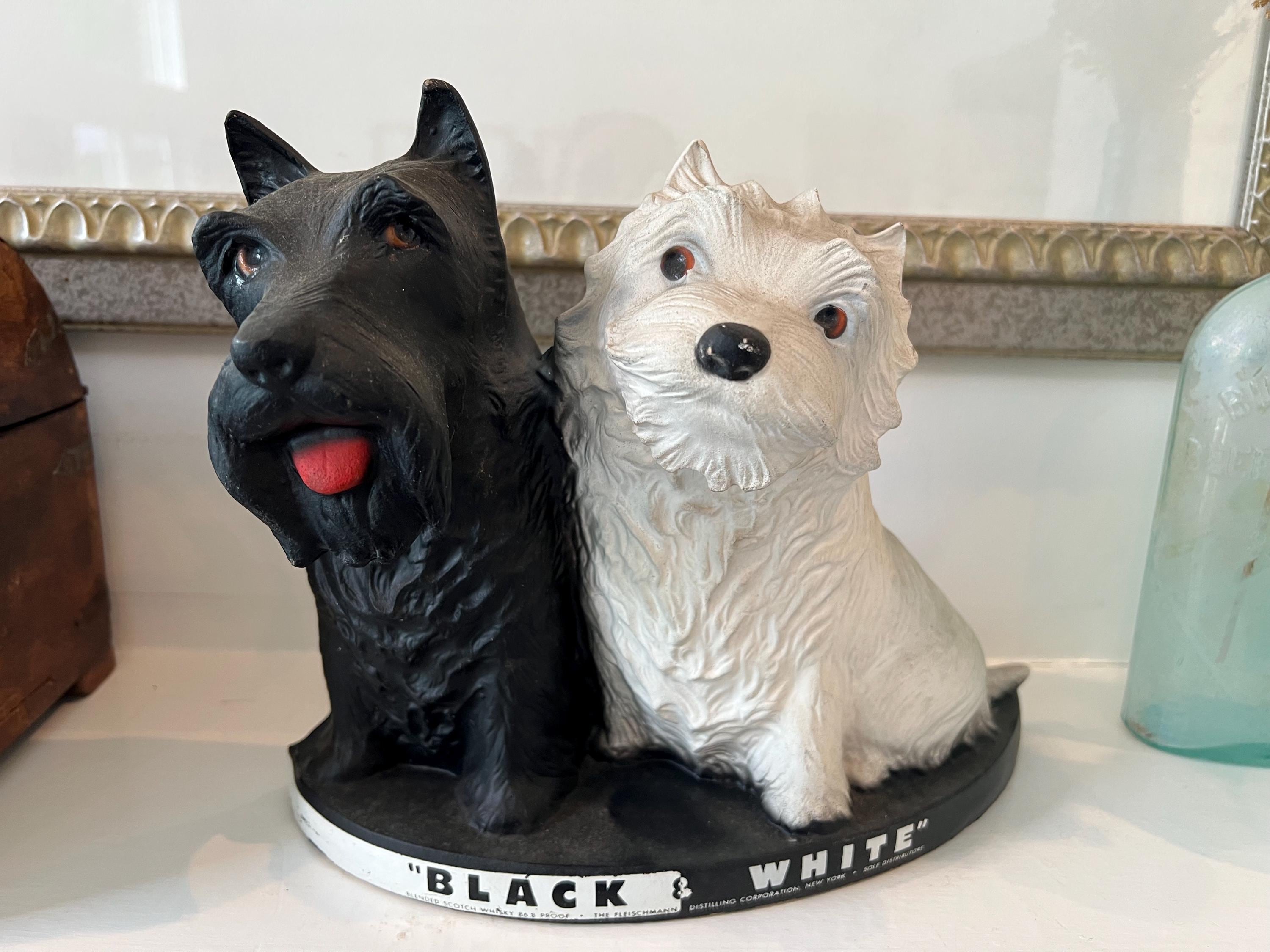 BLACK&WHITE 置物 ビンテージ レトロ 犬 スコッチ ウイスキー 昭和レトロ 陶器製 スコッチ・ウイスキー ブラック＆ホワイト 犬の置物