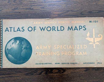 Heeres Dienstkräfte Handbuch M-101 Atlas der Weltkarten . Dies ist ein 1943 Army Specialized Training Programm Atlas der Weltkarten.