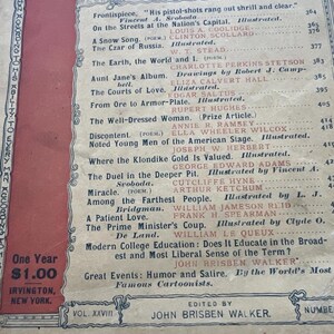 May include: A February 1900 edition of "An-Illustrated Monthly Magazine" in red and cream. The cover displays the title, date, and a table of contents. This vintage magazine is a historical publication.