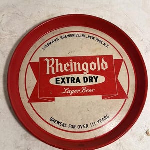 Vintage Rheingold Extra Dry Lager Beer Metal Tray