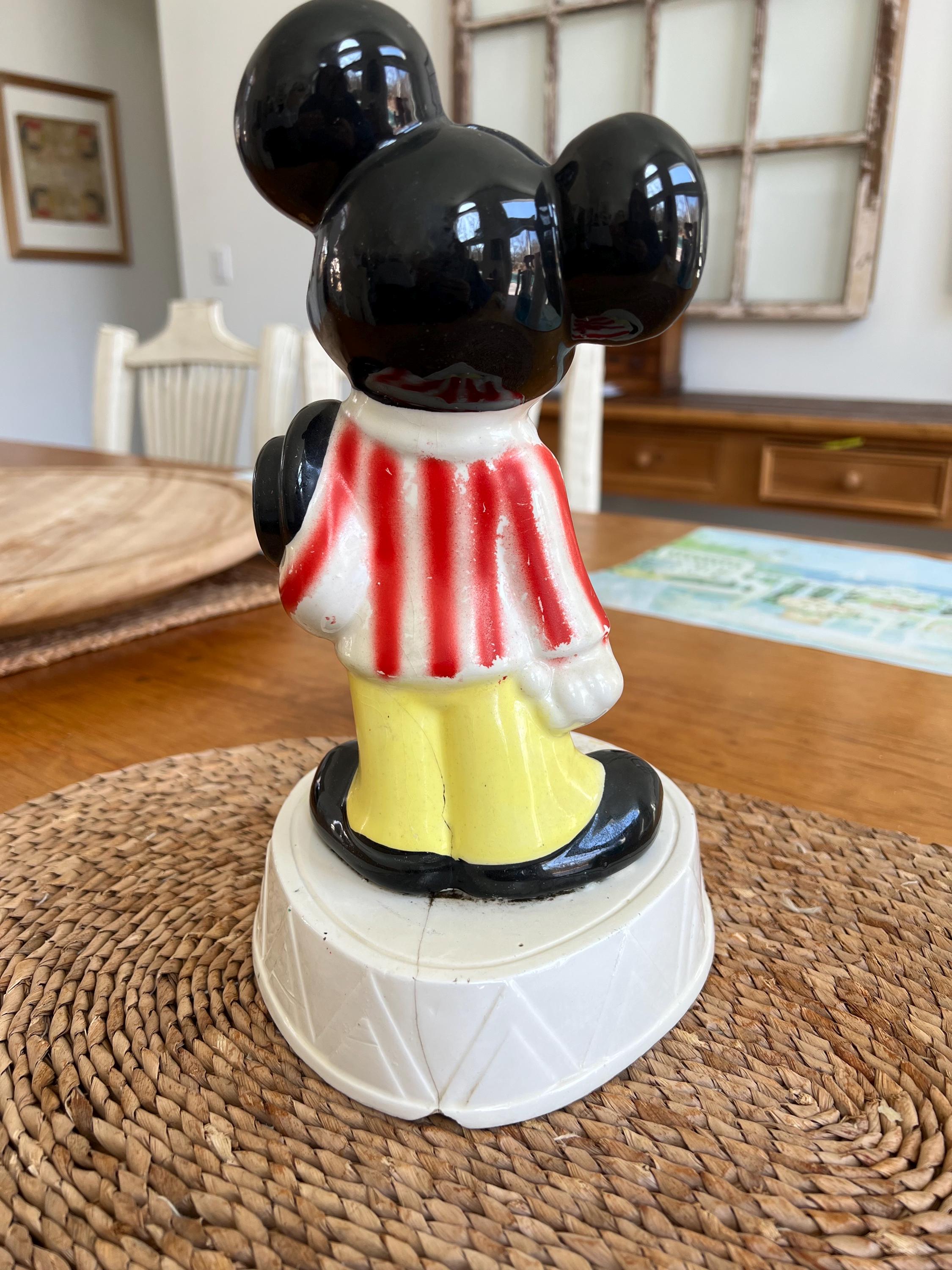 Vintage Disney Mickey Mouse Ceramic Coin Bank 50th Anniversary