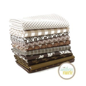 Brown - Fat Quarter Bundle (10 pcs) by Mixed Designers for Southern Fabric