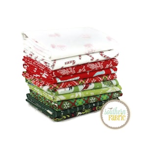 Navidad - Paquete de cuartos gordos (tela sureña) 10 piezas