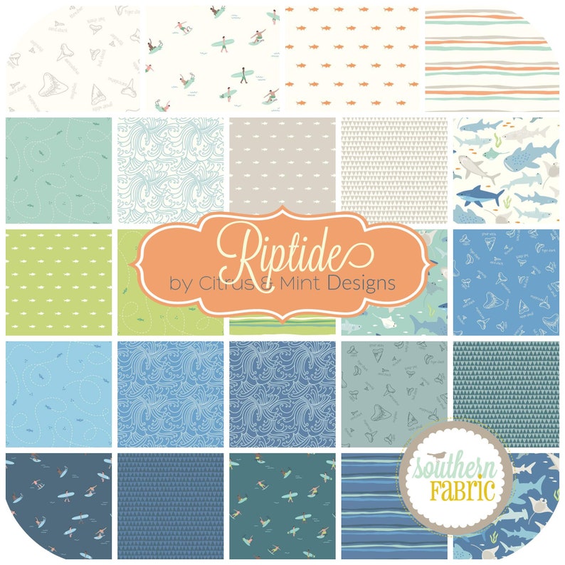 by Citrus /& Mint Designs for Riley Blake 42 pcs Layer Cake Riptide