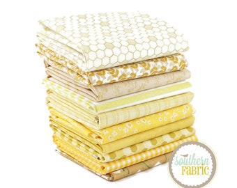 Yellow Fat Quarter Bundle (10 pcs) by Mixed Designers for Southern Fabric