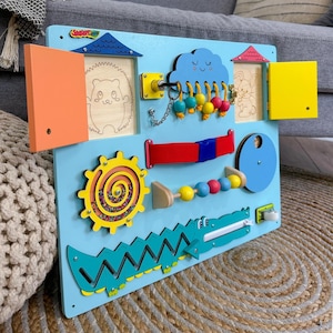 Cadeau de premier anniversaire pour tout-petit Montessori, carte sensorielle, motricité, jouet, planche d'apprentissage, jouets éducatifs, planches occupées, jouets pour bébé, décoration de chambre