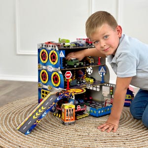 Parking for Kids Toy Car Track Wooden Toy Parking Garage with Ramp Boys Birthday Gift Kids Toys Room Decor Wooden Car Garage Gift for Son