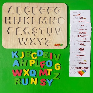 Rompecabezas sensoriales, juguetes escolares, letras de madera, rompecabezas del alfabeto, juguetes para niños de 3 años, educación en el hogar, regalo de cumpleaños único, rompecabezas de madera