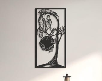 ハートツリーのメタルウォールアート、モダンミニマリスト彫刻