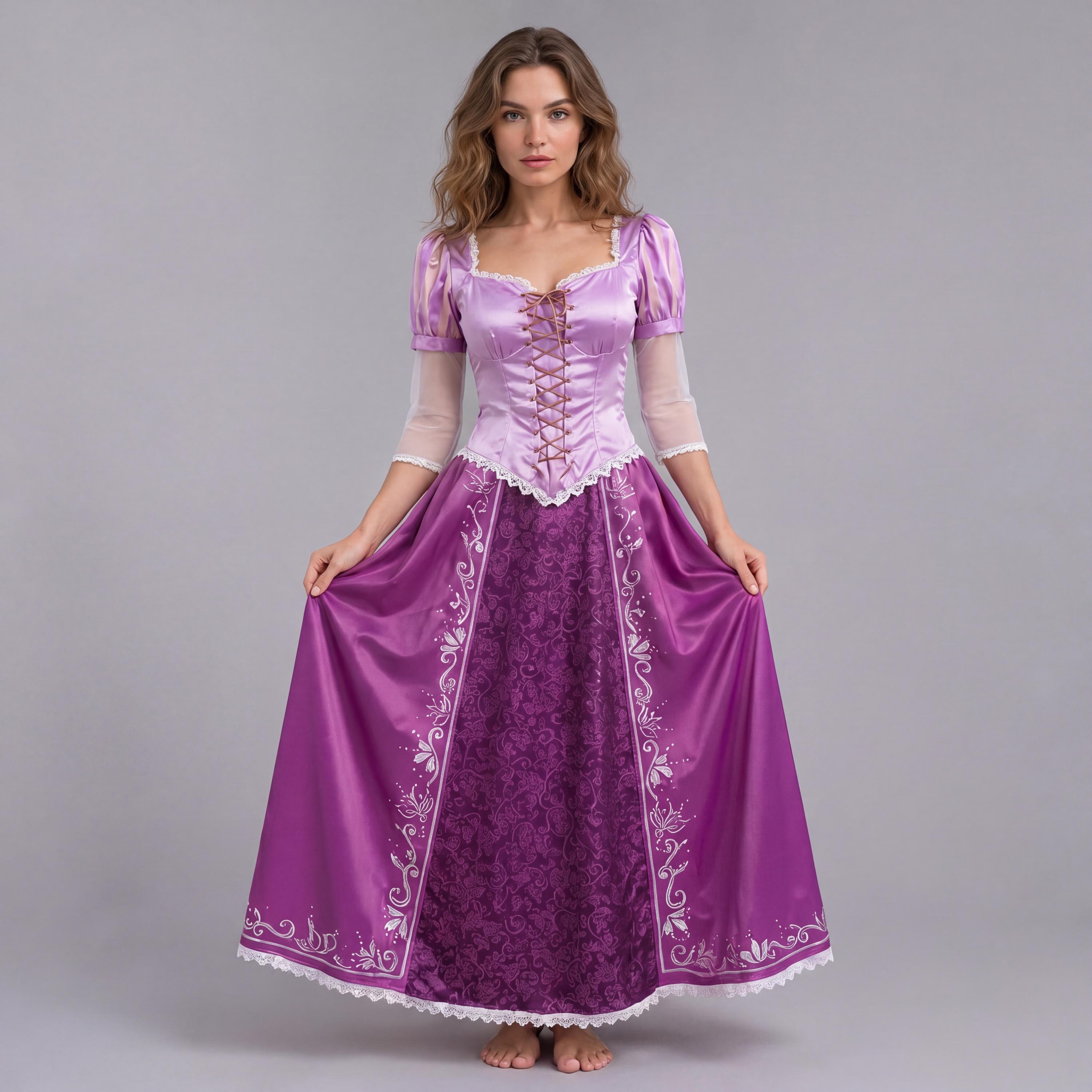 princess peach dress corset miccostumes Women's Costume Princess Cosplay Dress Deluxe Full Set with Crown Petticoat Earrings and Gloves