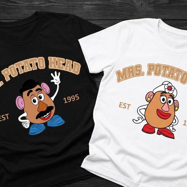 Camiseta retro de Disney Toy Story con el Sr. y la Sra. Cabeza de Papa, camiseta de pareja de Disney, camiseta de Disney para el Día de San Valentín, camiseta a juego para la familia Disney.