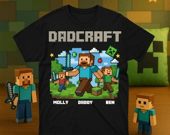 Personalized DadCraft T-Shirt, Gamer Dad Gift, Family Matching Tee
