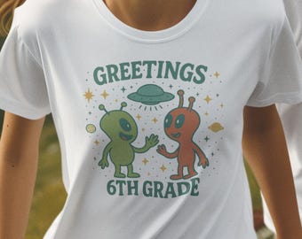Custom Back To School Tee, Greetings 6th Grade T-Shirt, Cute Unisex School Shirt, Boys Girls First Day School Tee, Cozy Fifth Grade Kid Tee
