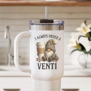 Kaffeeliebhaber Thermobecher, 40 Unzen Gnome Grafikbecher, Heißkaltbecher Geschenk für Sie und Ihn, Koffeinliebhaber Geschenk