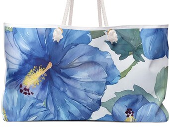 Tropical Hibiscus AOP Weekender Bag, Island Luxe Floral Beach Tote, Travel Bag for Vacation, Caribbean Summer Tote, Gift for Travel Lovers