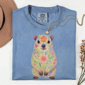 Rock Hyrax Floral Fill T-Shirt, WAWA Hyrax Meme TShirt, Unhinged Vintage Tee, Hyrax Lover Shirt, Trending Animal Comfort Colors Shirt
