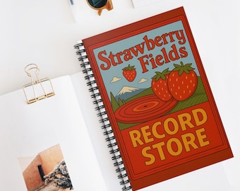 Vintage Strawberry Fields Spiral Notebook, Cute Stationery, Music Journal, Gift for Music Lovers, Retro Note-taking Beatles