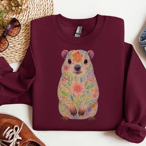 Rock Hyrax Floral Fill Sweatshirt, WAWA Hyrax Meme Sweat, Unhinged Vintage Tee, Hyrax Lover Shirt, Trending Animal Gildan Crewneck