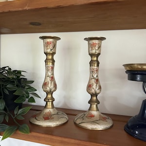 Vintage Cloisonné Candlestick Pair