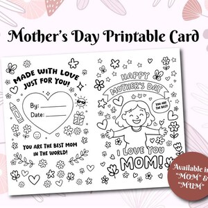 Cartão para colorir para o Dia das Mães – Feito com amor (para imprimir e dobrar)
