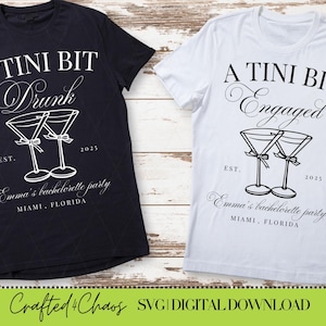 EVJF Martini expresso expresso personnalisé SVG | Martinis et mariage | Ensemble PNG fiançailles Tini Bit | Design de chemise de demoiselle d'honneur | Cricut SVG