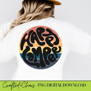 Happy Camper PNG | Retro Rainbow Camping PNG | Camp Life PNG | Summer Camp Png | Camper Sticker | Retro Camping Adventure | Camping Sign Art