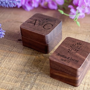 Custom Engraved Wood Ring Bearer Box Wedding Proposal Personalized Wooden Ring Holder Engagement Wedding Gift For Bride And Groom #RBW