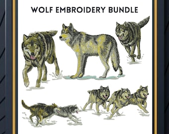 Wolf Embroidery Design: Wild Animals Embroidery Pattern (Digital Download)