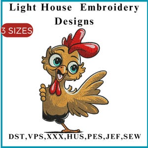 Funny Chicken Embroidery Design: Farmhouse Machine Embroidery Pattern (Digital Download)