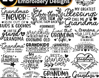 Grandma Life Embroidery Designs | Grandkids Quotes (Digital Download)