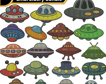Flying Space UFO Embroidery Design. Space Pattern, - Mini UFO Embroidery Design Alien Star ship designs Machine Embroidery Design