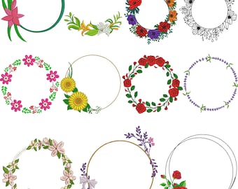 Floral Frame Embroidery Design: Machine Embroidery Pattern (Digital Download)