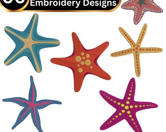 Starfish Embroidery Designs Bundle, Sea Star Machine Embroidery (Digital Download)