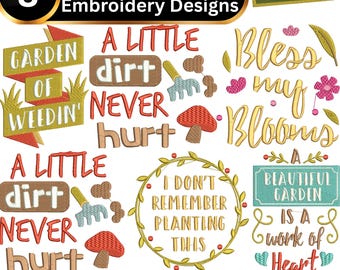 Gardening Quotes Embroidery Designs Bundle (Digital Download)