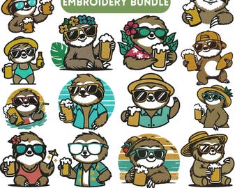 Realistic Sloth Embroidery Design: Sleeping Sloth on Branch (Digital Download)
