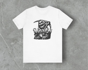 Camiseta de la Parca, Camiseta gráfica de calavera de terror gótico