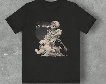 がしゃどくろ妖怪Tシャツシリーズ - 第3弾　日本の伝統的な浮世絵風　神話の骸骨スピリットTシャツ　レトロな日本の美学