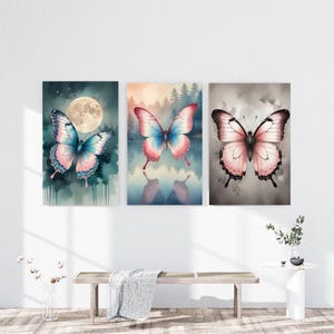 5 Vintage Watercolor Butterfly Wall De core– Soft Pink & Cream Hand-Painted PNG – High Resolution Transparent Background – Digital Download