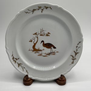 Assiette Limoges peinte à la main sur le thème des oiseaux et de la nature