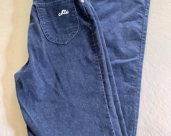 Vintage Navy Blue Corduroy Pants High Rise Wide Leg 24 Waist