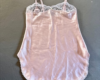 Vintage Victoria&#39;s Secret Slip Baby Pink Lace Trim Lingerie Slip Dress Small