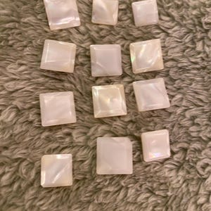 Vintage Button Lot, 12 Mother of Pearl Shell buttons, Square Shank Carved Shell MOP Buttons, Natural Neutral tones Collection RRT11