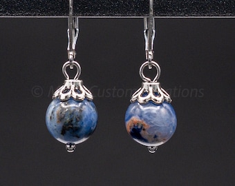 Blue Sodalite Gemstone Earrings - Handmade in USA
