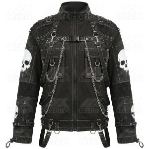 Cleerika Men’s Cyber Goth Skull Jacket