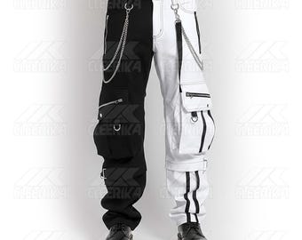 Make a bold statement with these Two-Tone Split Contrast Tech wear Cargo Pants